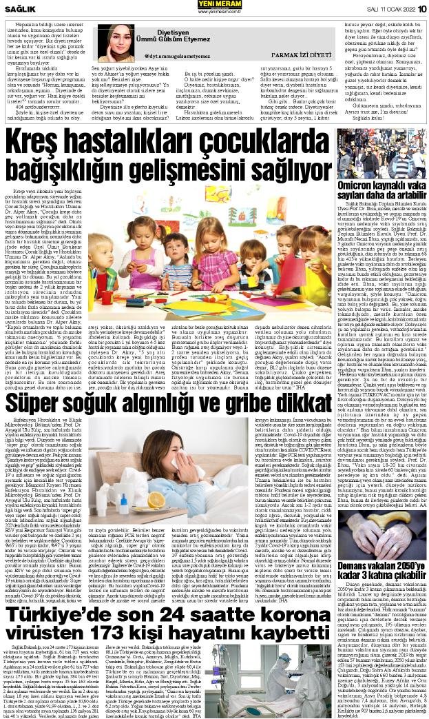 11 Ocak 2022 Yeni Meram Gazetesi
