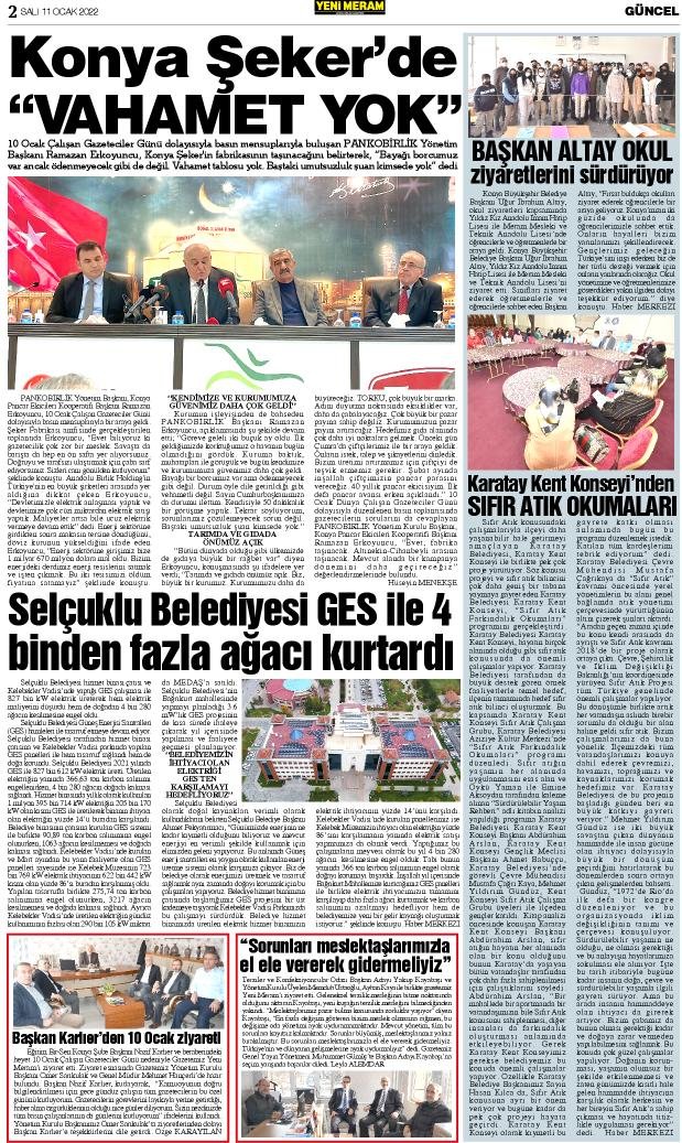11 Ocak 2022 Yeni Meram Gazetesi
