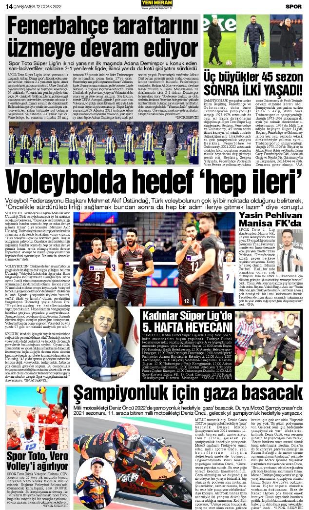 12 Ocak 2022 Yeni Meram Gazetesi
