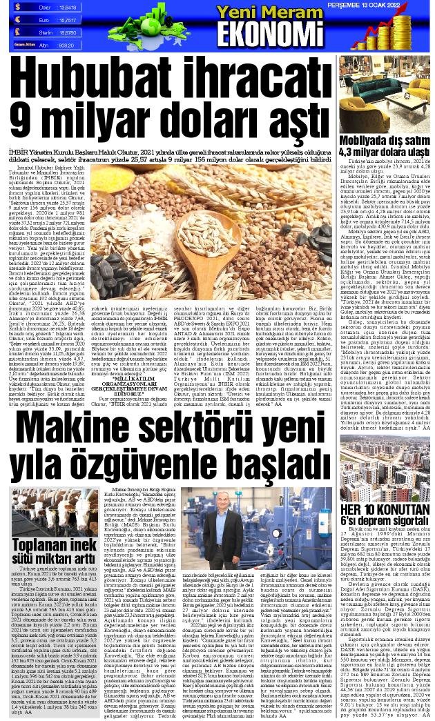 13 Ocak 2022 Yeni Meram Gazetesi
