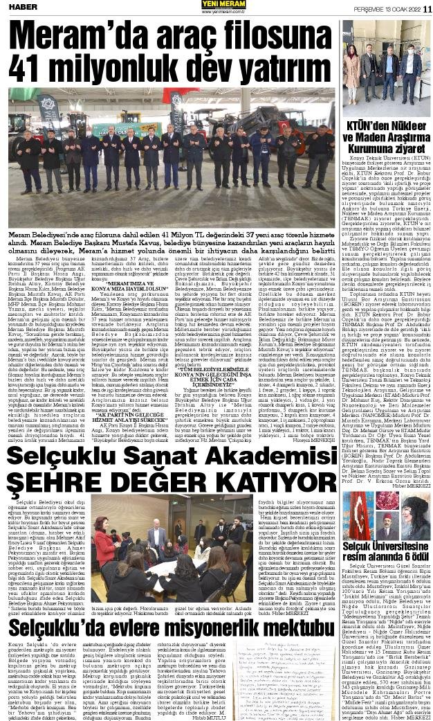 13 Ocak 2022 Yeni Meram Gazetesi
