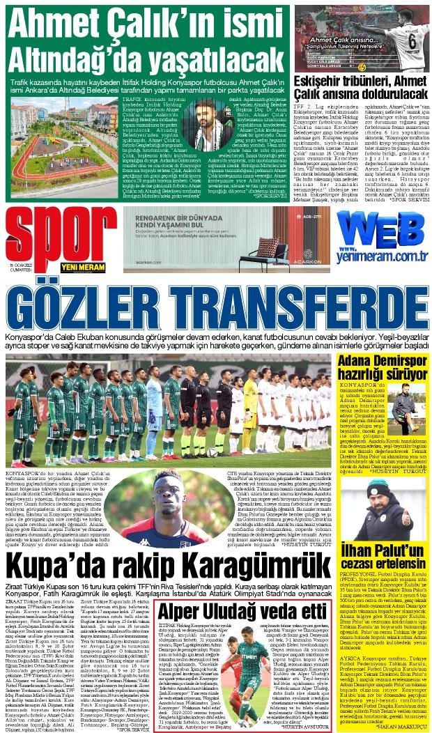 15 Ocak 2022 Yeni Meram Gazetesi