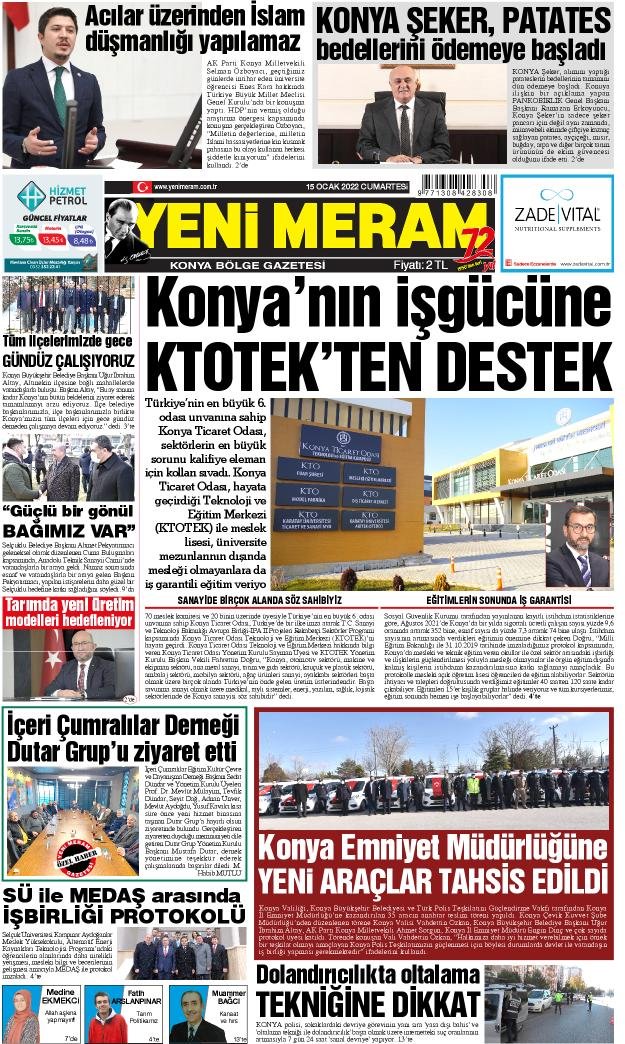 15 Ocak 2022 Yeni Meram Gazetesi