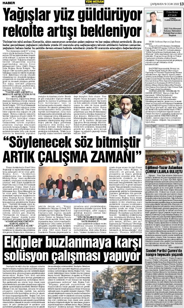 19 Ocak 2022 Yeni Meram Gazetesi
