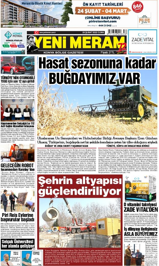 25 Şubat 2022 Yeni Meram Gazetesi
