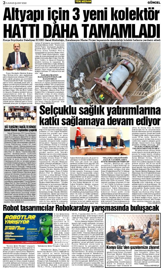 25 Şubat 2022 Yeni Meram Gazetesi
