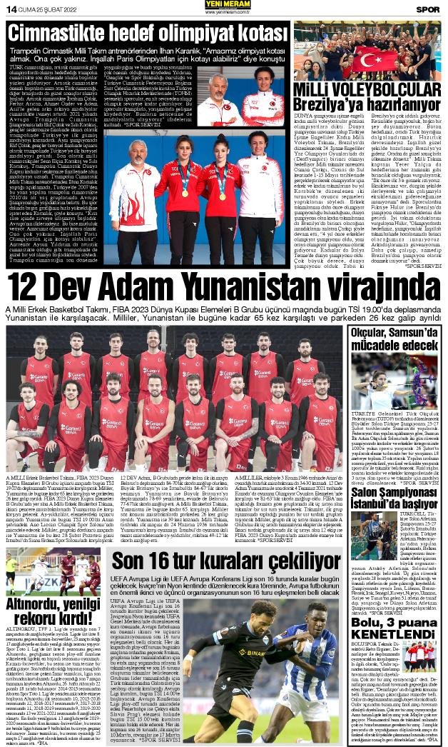 25 Şubat 2022 Yeni Meram Gazetesi
