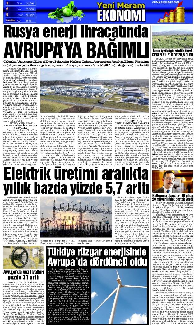 25 Şubat 2022 Yeni Meram Gazetesi
