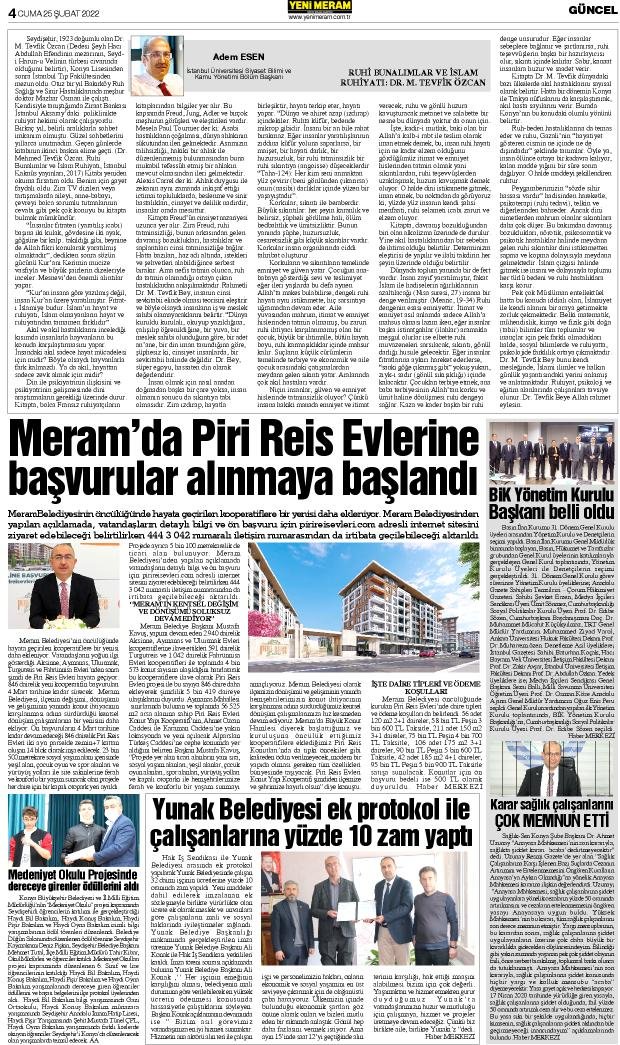 25 Şubat 2022 Yeni Meram Gazetesi
