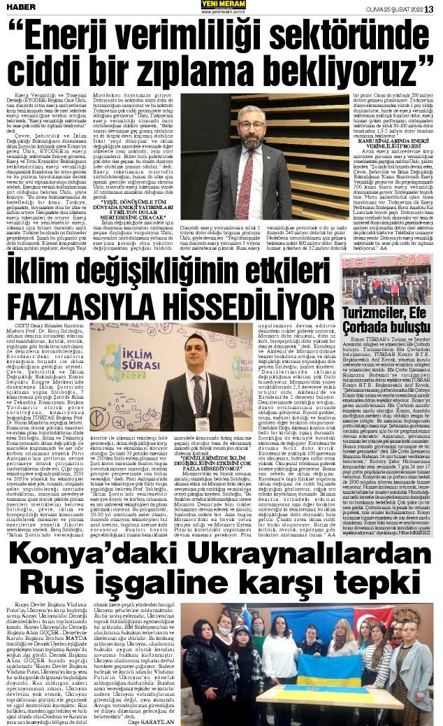 25 Şubat 2022 Yeni Meram Gazetesi
