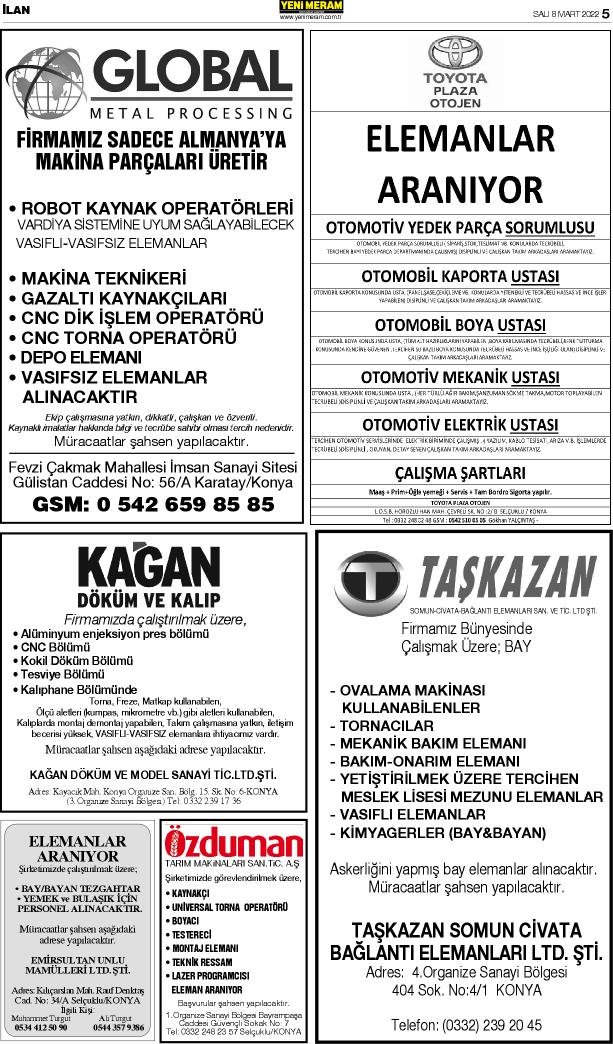 8 Mart 2022 Yeni Meram Gazetesi
