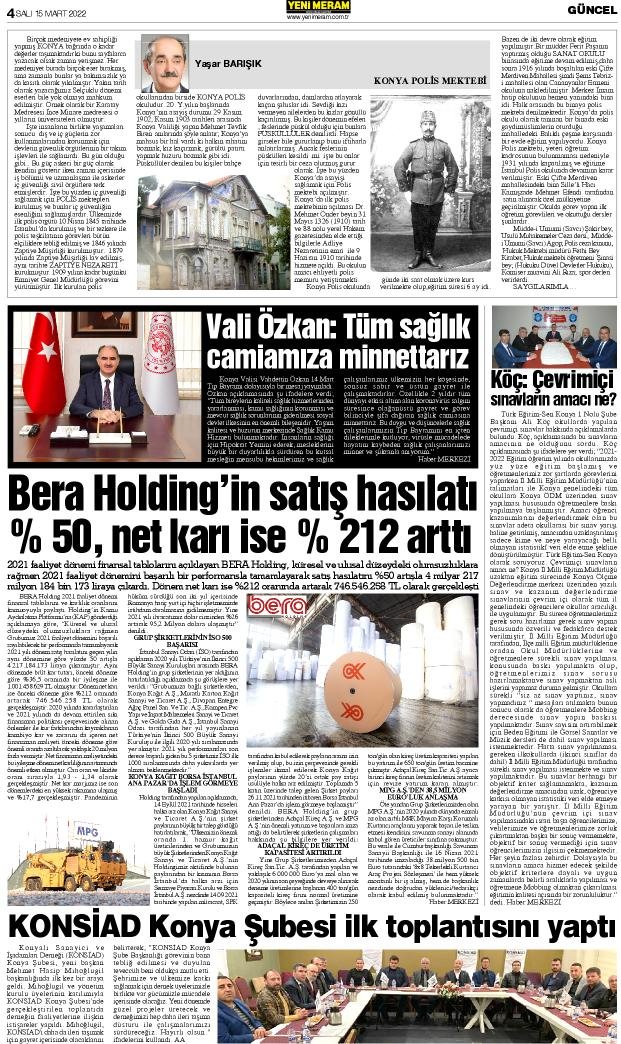 15 Mart 2022 Yeni Meram Gazetesi
