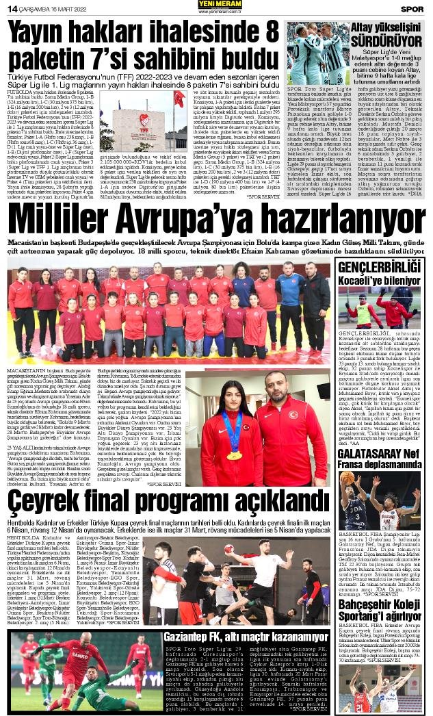 16 Mart 2022 Yeni Meram Gazetesi
