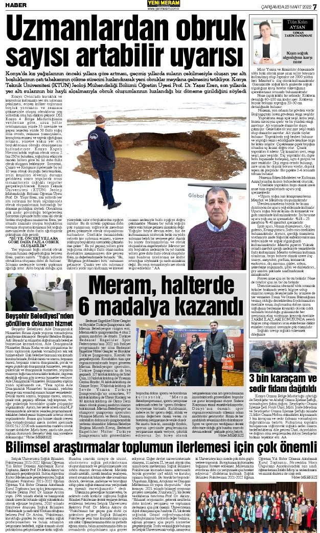 23 Mart 2022 Yeni Meram Gazetesi
