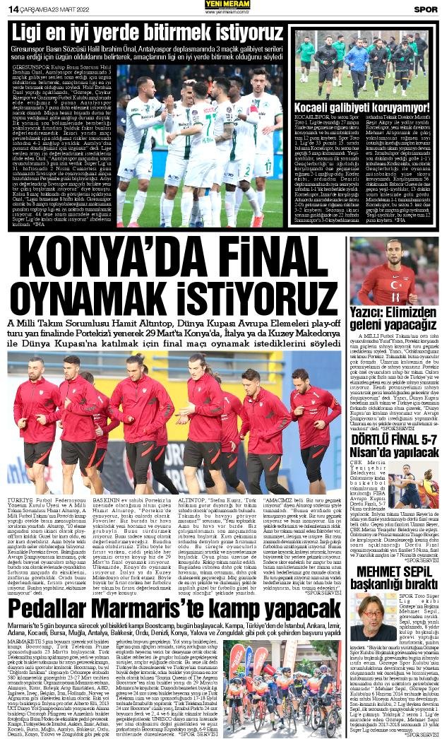 23 Mart 2022 Yeni Meram Gazetesi
