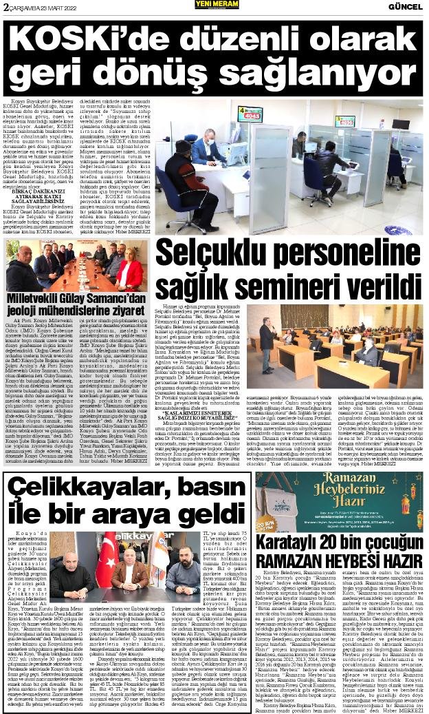 23 Mart 2022 Yeni Meram Gazetesi
