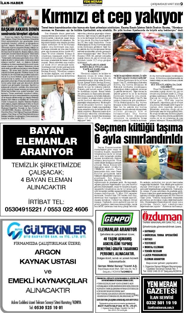 23 Mart 2022 Yeni Meram Gazetesi
