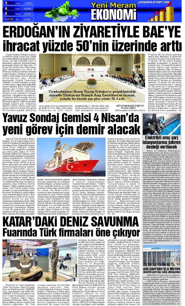 23 Mart 2022 Yeni Meram Gazetesi
