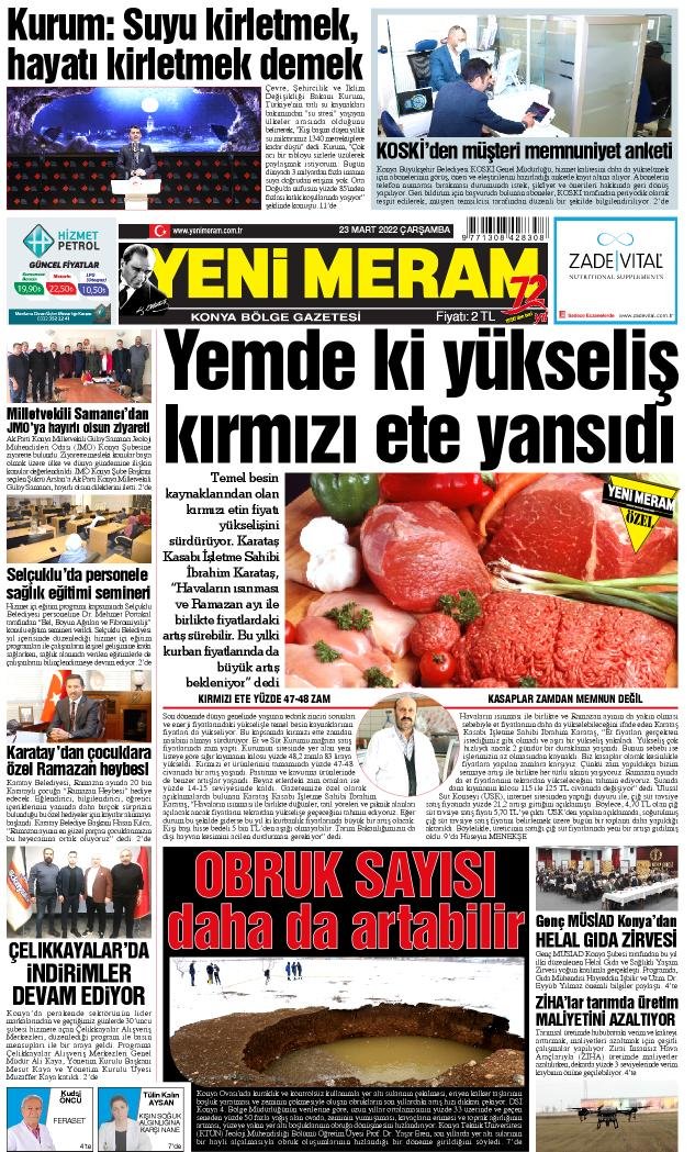 23 Mart 2022 Yeni Meram Gazetesi
