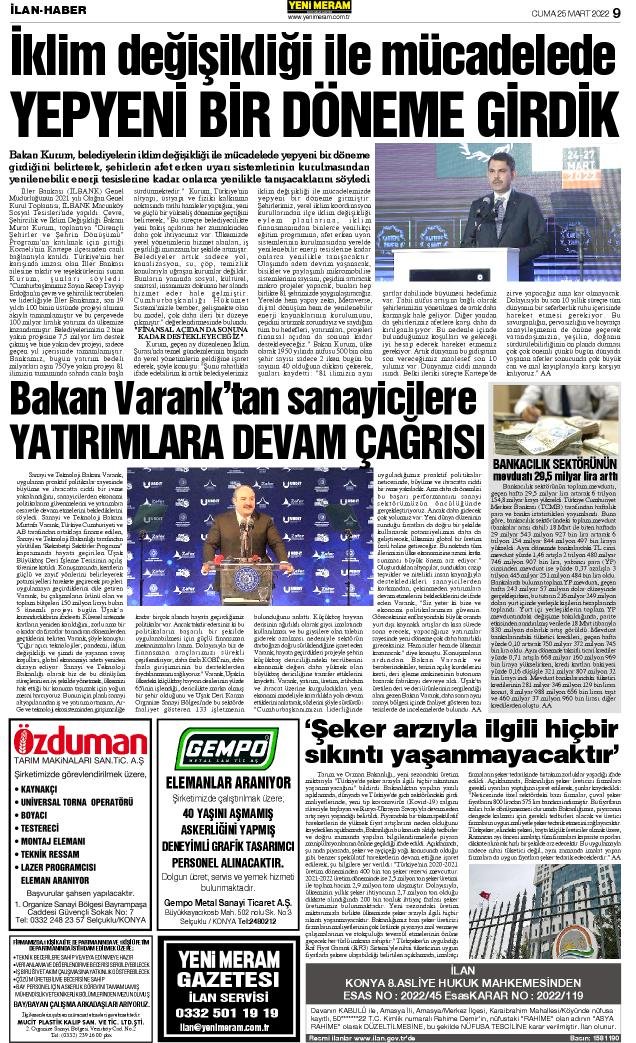 25 Mart 2022 Yeni Meram Gazetesi
