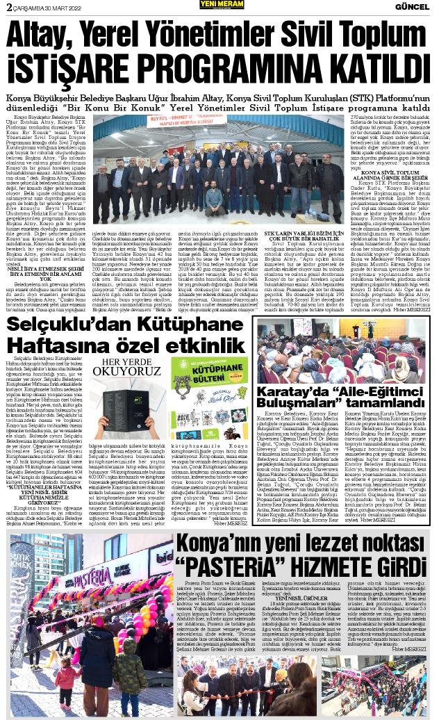 30 Mart 2022 Yeni Meram Gazetesi
