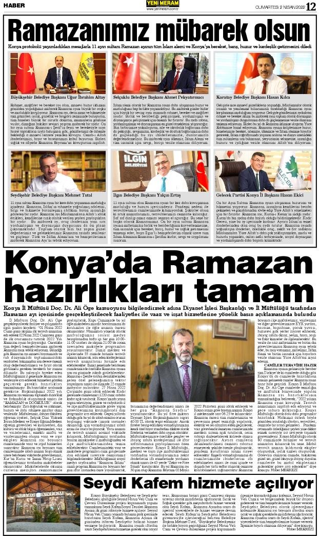 2 Nisan 2022 Yeni Meram Gazetesi
