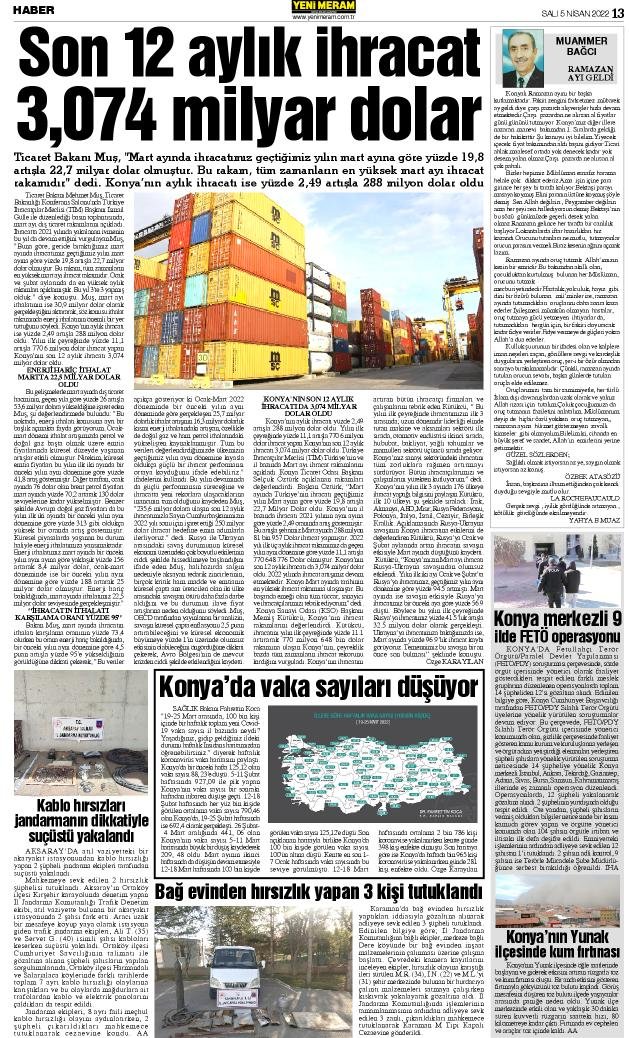 5 Nisan 2022 Yeni Meram Gazetesi
