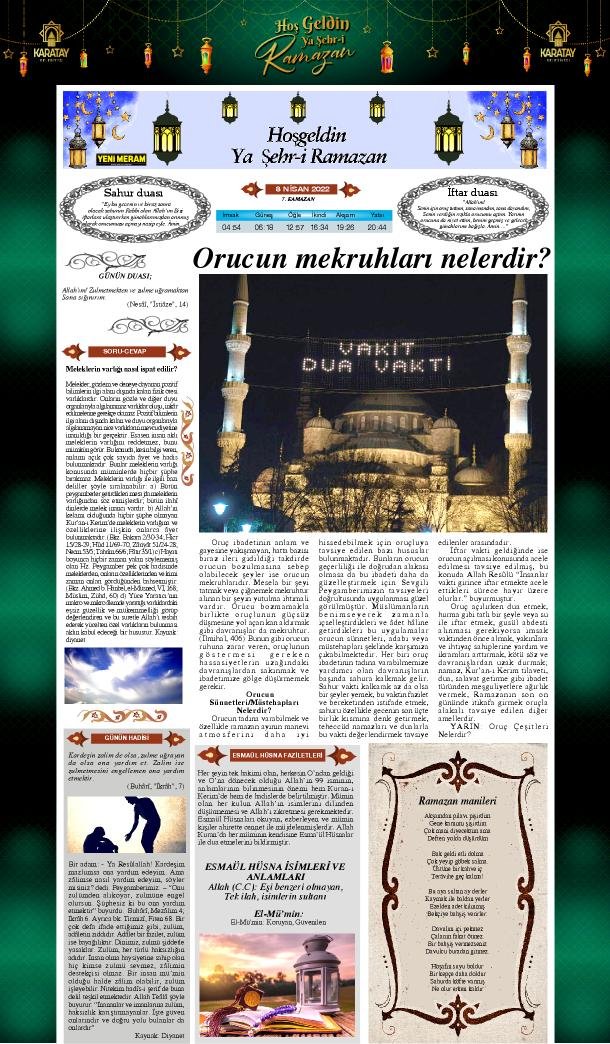 8 Nisan 2022 Yeni Meram Gazetesi
