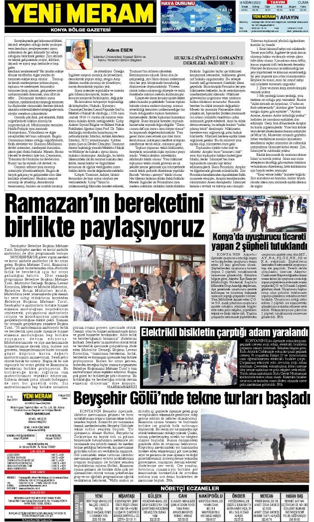 8 Nisan 2022 Yeni Meram Gazetesi
