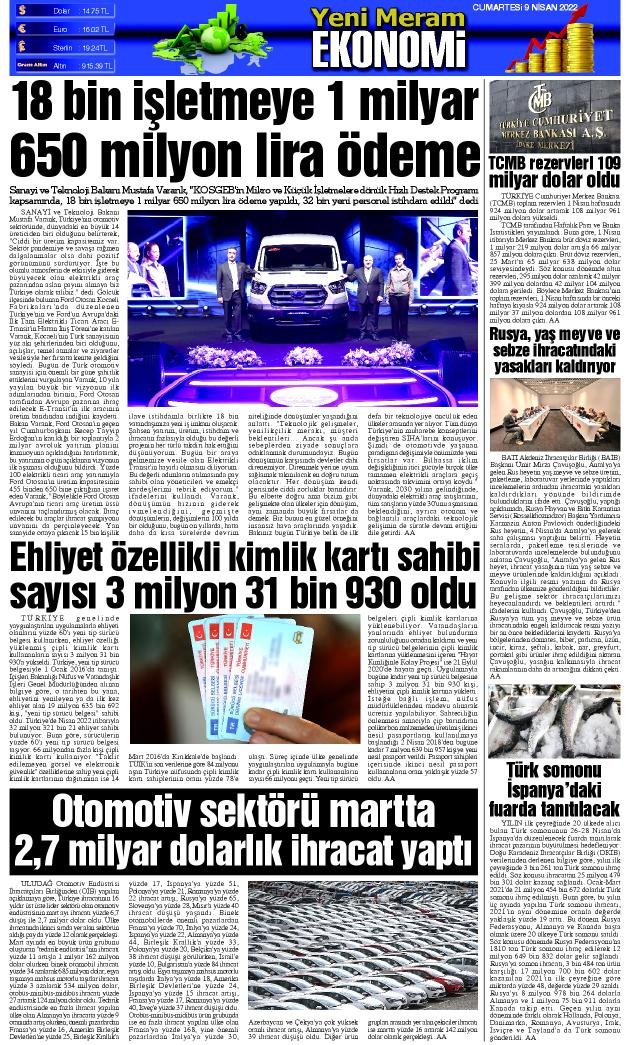 9 Nisan 2022 Yeni Meram Gazetesi
