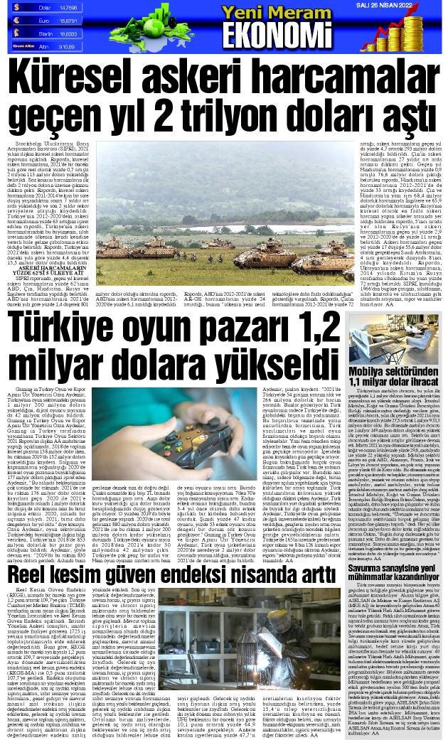 26 Nisan 2022 Yeni Meram Gazetesi
