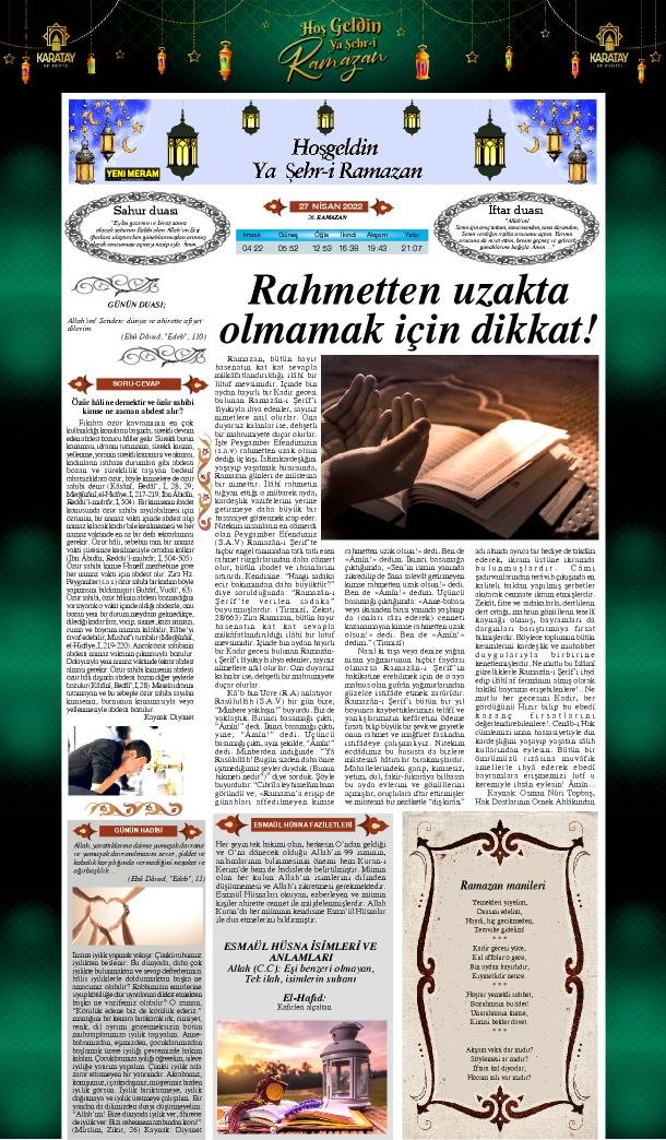 27 Nisan 2022 Yeni Meram Gazetesi
