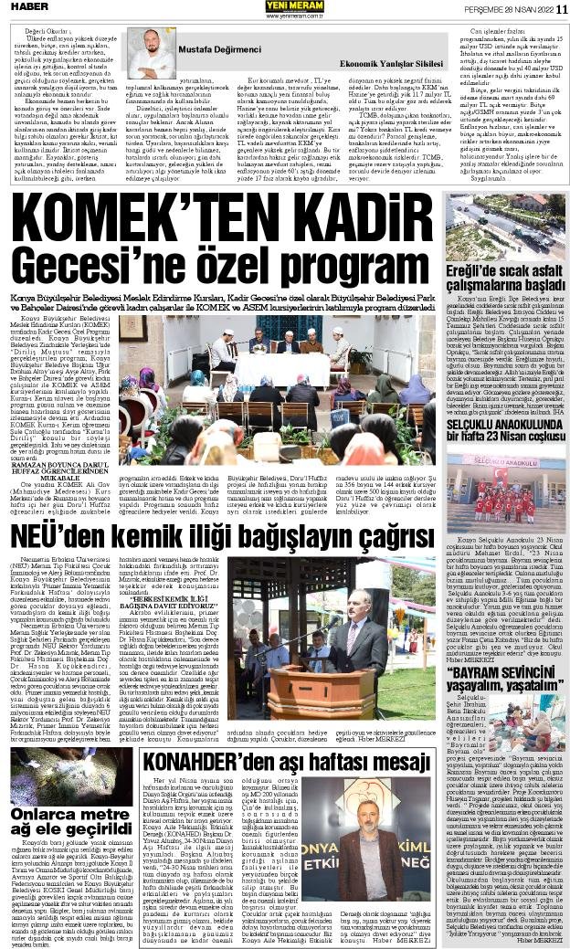28 Nisan 2022 Yeni Meram Gazetesi
