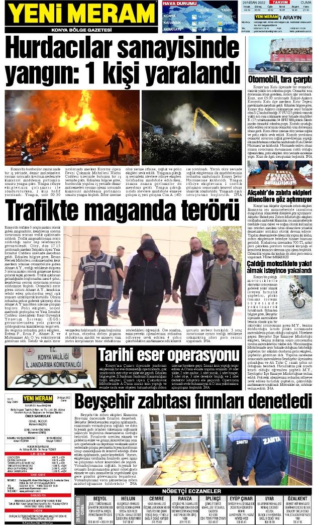 29 Nisan 2022 Yeni Meram Gazetesi
