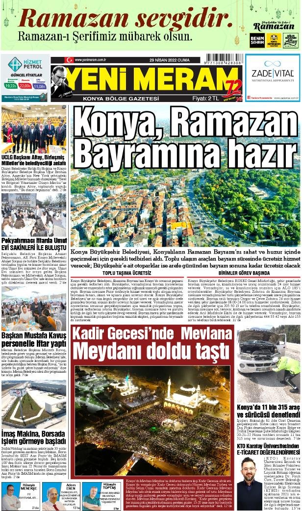 29 Nisan 2022 Yeni Meram Gazetesi
