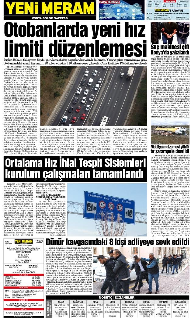7 Mayıs 2022 Yeni Meram Gazetesi
