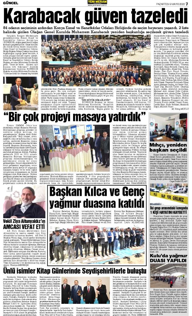 9 Mayıs 2022 Yeni Meram Gazetesi
