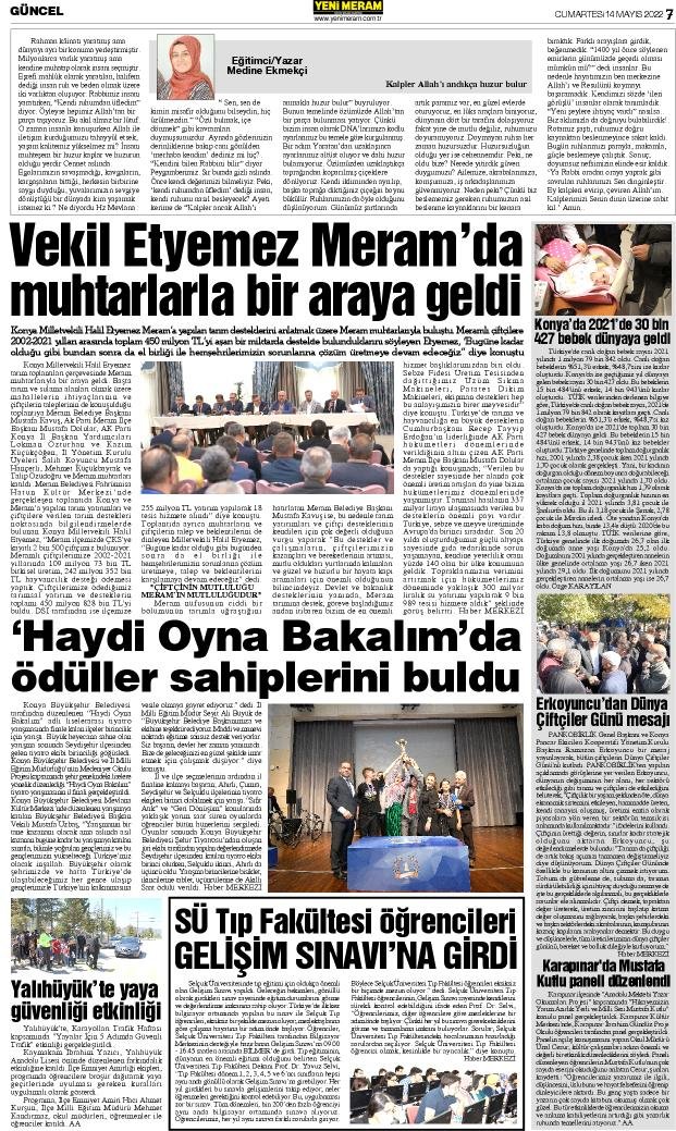 14 Mayıs 2022 Yeni Meram Gazetesi