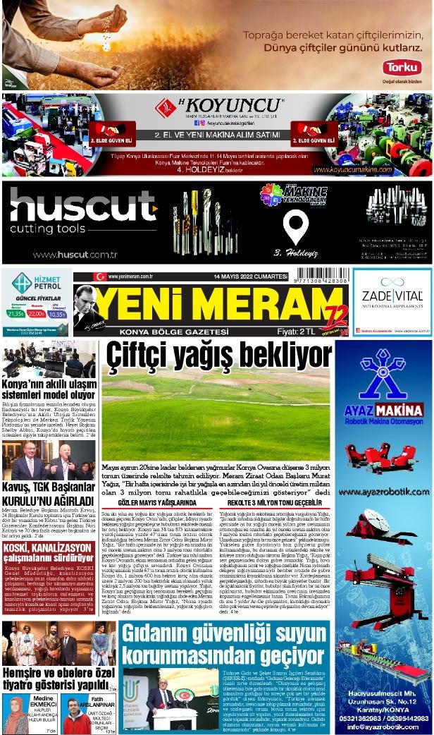 14 Mayıs 2022 Yeni Meram Gazetesi