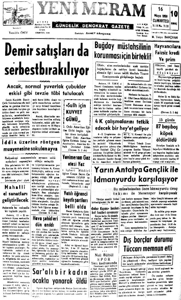 16 Mayıs 2022 Yeni Meram Gazetesi
