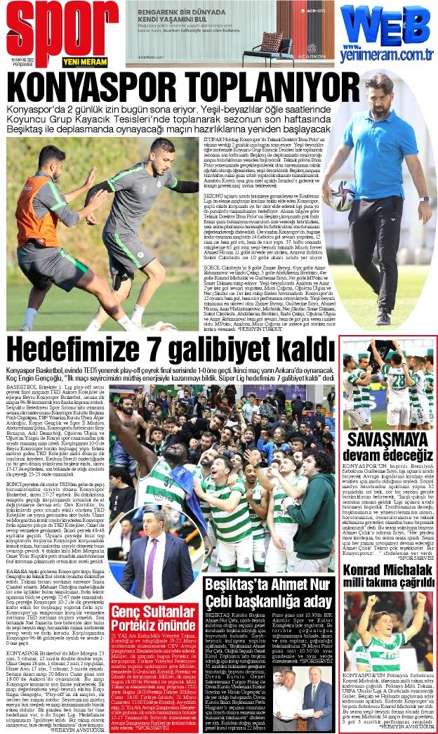 19 Mayıs 2022 Yeni Meram Gazetesi