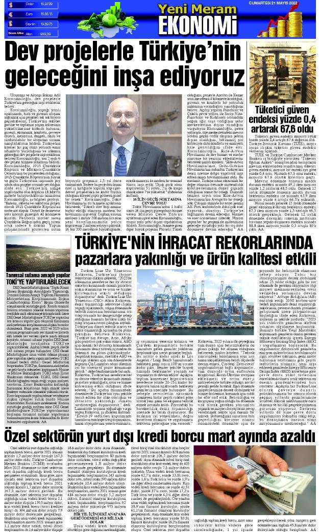 21 Mayıs 2022 Yeni Meram Gazetesi