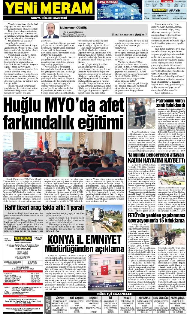 23 Mayıs 2022 Yeni Meram Gazetesi

