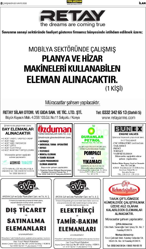 25 Mayıs 2022 Yeni Meram Gazetesi
