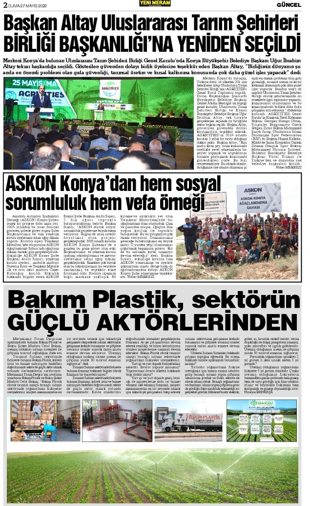 27 Mayıs 2022 Yeni Meram Gazetesi
