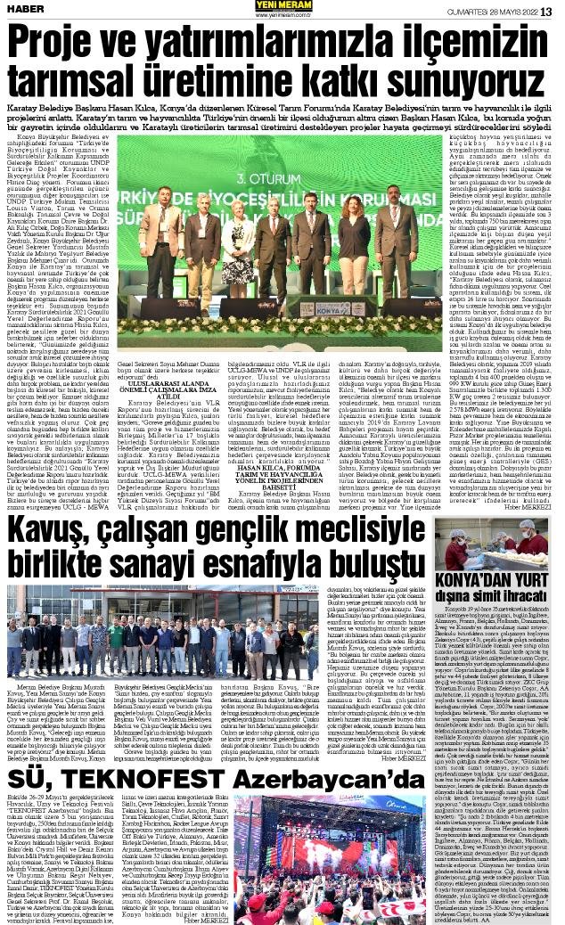 28 Mayıs 2022 Yeni Meram Gazetesi