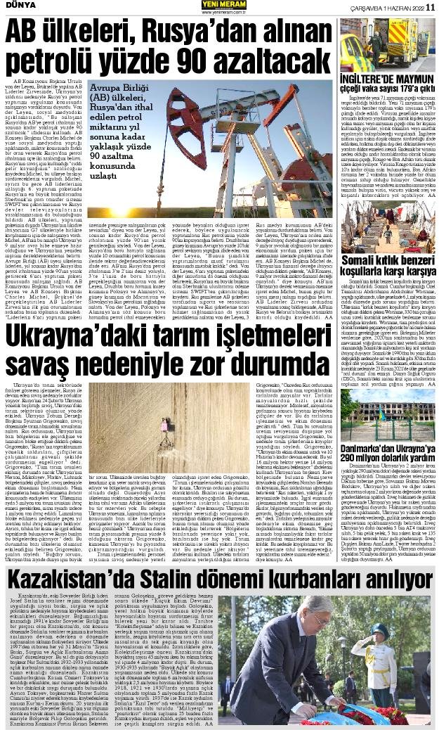 1 Haziran 2022 Yeni Meram Gazetesi
