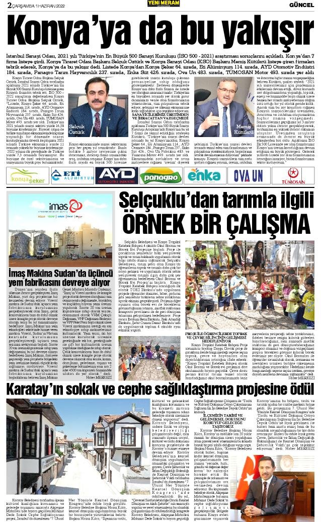 1 Haziran 2022 Yeni Meram Gazetesi
