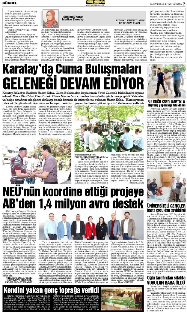 4 Haziran 2022 Yeni Meram Gazetesi