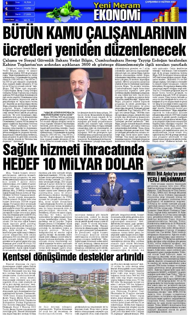 8 Haziran 2022 Yeni Meram Gazetesi
